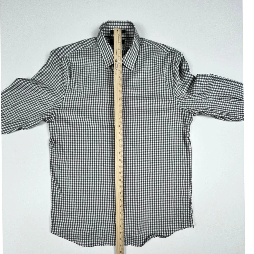 Banana‎ Republic Mens Large Slim Fit Wrinkle Resistant Gingham Button Down Shirt